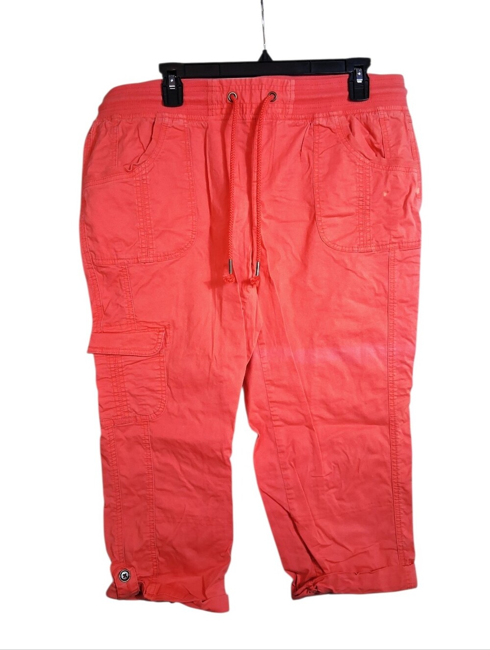 Maurices Coral Cargo Capri Pants Drawstring Stretch Size XL